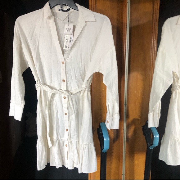 Zara LINEN BLEND SHIRTDRESS - Picture 10 of 12